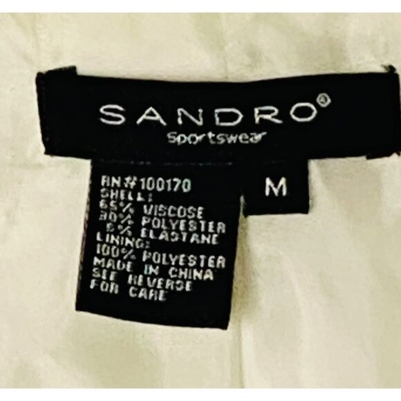 Sandro Blazer Women Size Medium Ivory Viscose Blend 2 Button Lined Scoop Neck - Picture 6 of 9